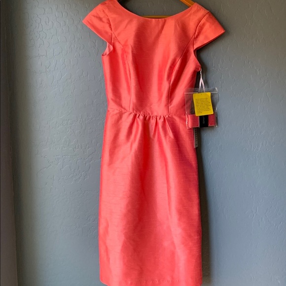 Alfred Sung cap sleeves papaya color style D568 dress - Picture 2 of 9